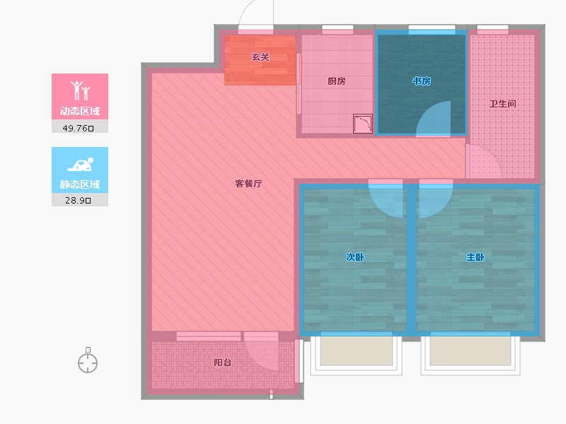 辽宁省-丹东市-滨江凯旋门-68.66-户型库-动静分区