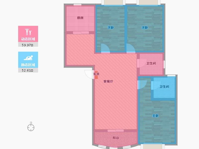 陕西省-汉中市-丰辉家园-98.40-户型库-动静分区