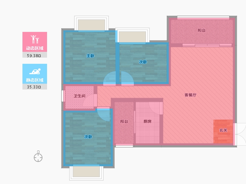 重庆-重庆市-兴旺世家-81.85-户型库-动静分区