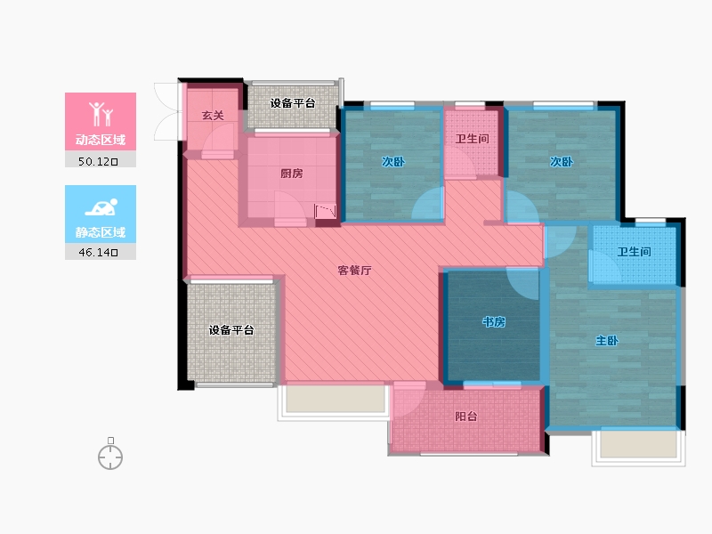 四川省-泸州市-天誉珑城-92.38-户型库-动静分区