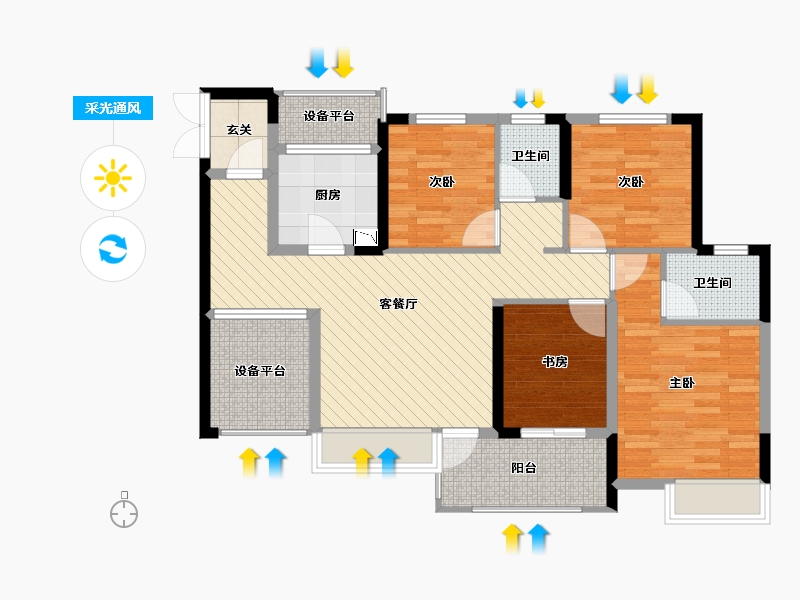 四川省-泸州市-天誉珑城-92.38-户型库-采光通风