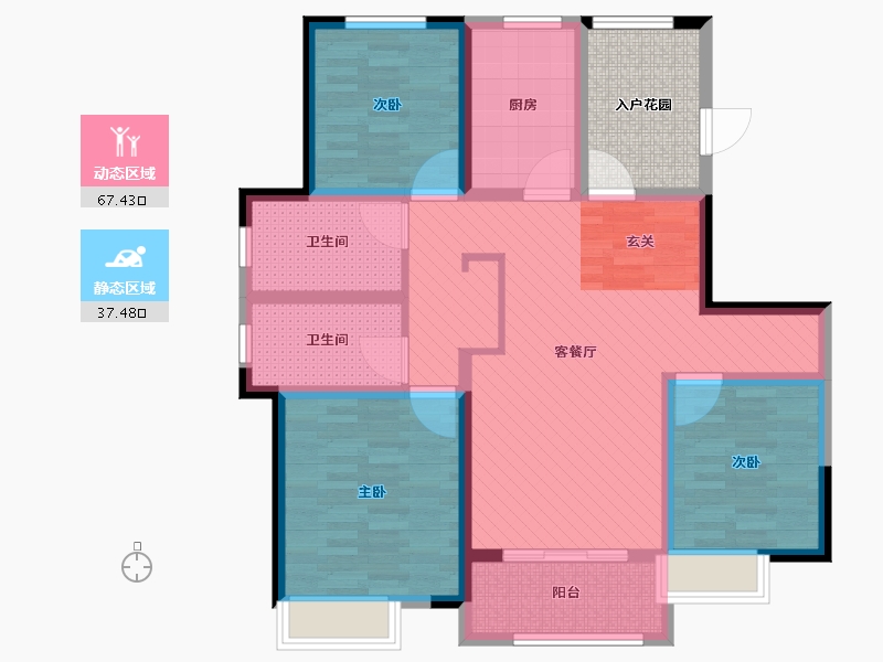 上海-上海市-知音苑-98.40-户型库-动静分区