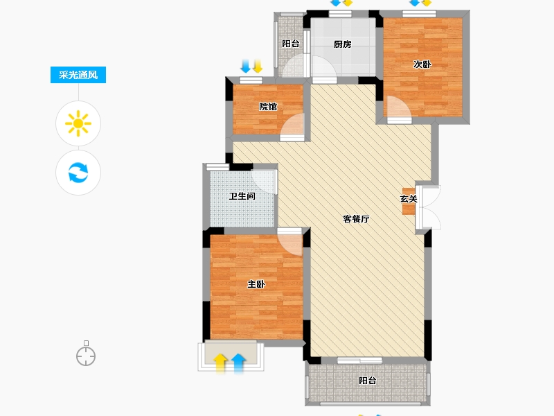 重庆-重庆市-永川-81.63-户型库-采光通风