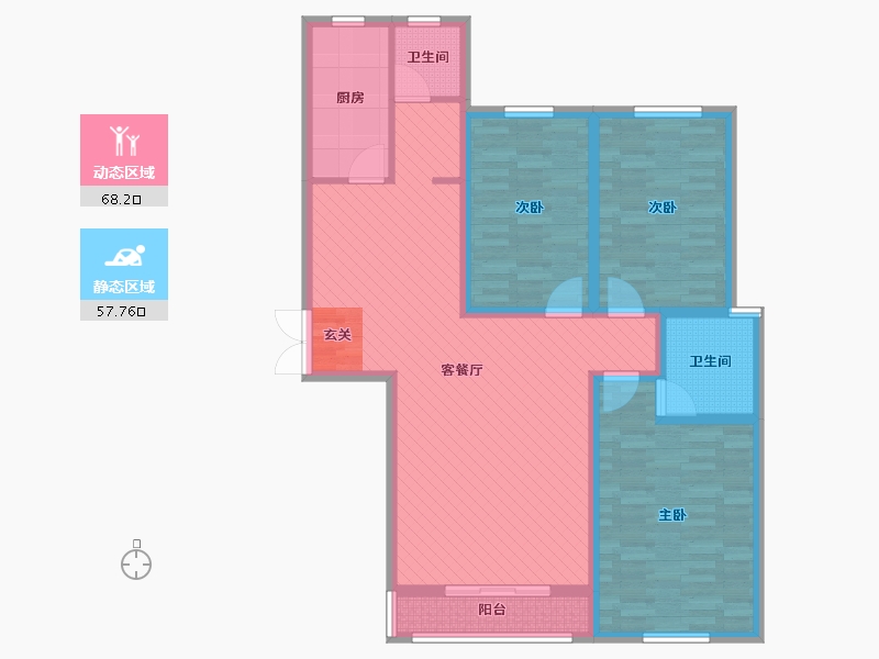 北京-北京市-观澜国际-111.32-户型库-动静分区