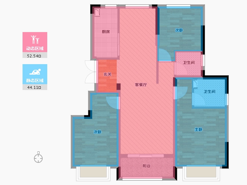 浙江省-宁波市-宏地首府-84.77-户型库-动静分区