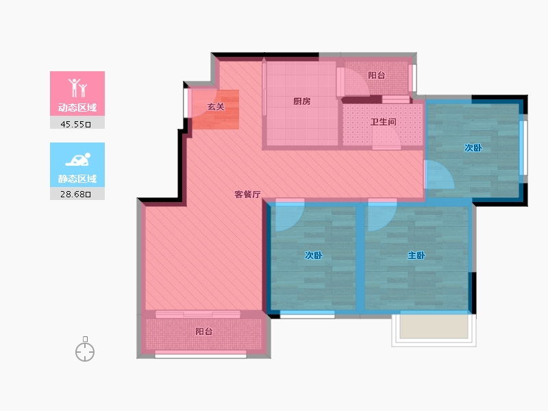 重庆-重庆市-金科天宸-63.66-户型库-动静分区