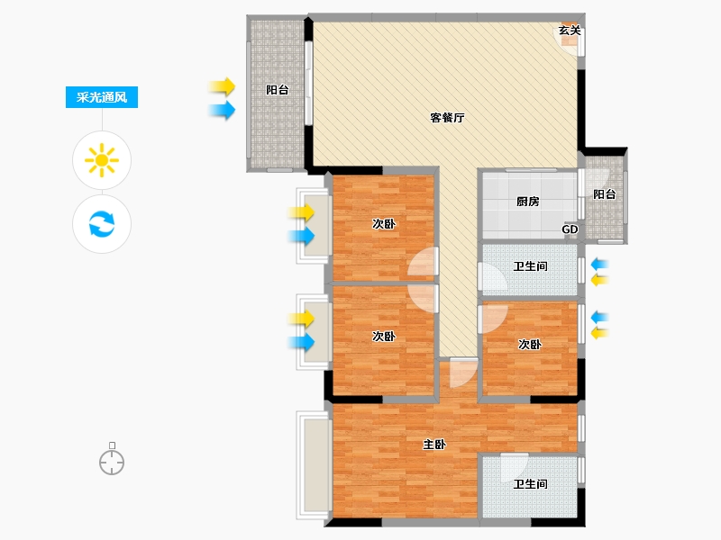 广东省-云浮市-百合花城二期-116.82-户型库-采光通风