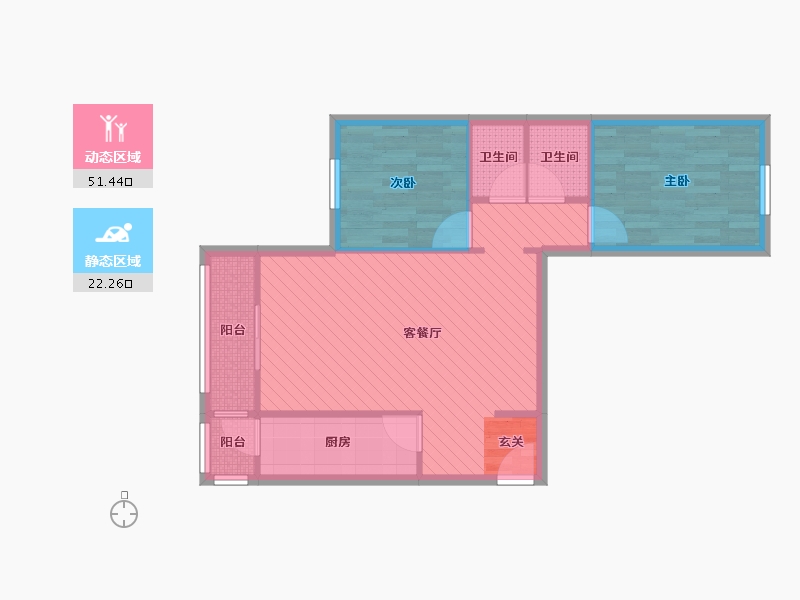 北京-北京市-翠成馨园A区-65.45-户型库-动静分区