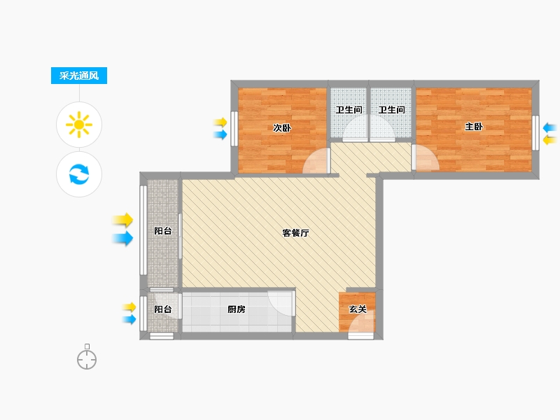 北京-北京市-翠成馨园A区-65.45-户型库-采光通风