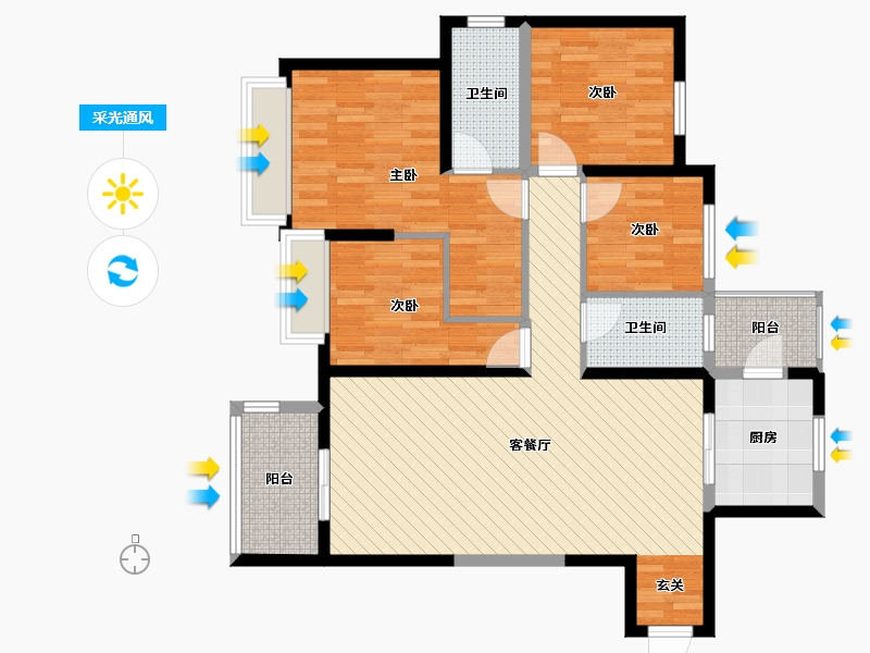 河南省-郑州市-金科城-102.27-户型库-采光通风