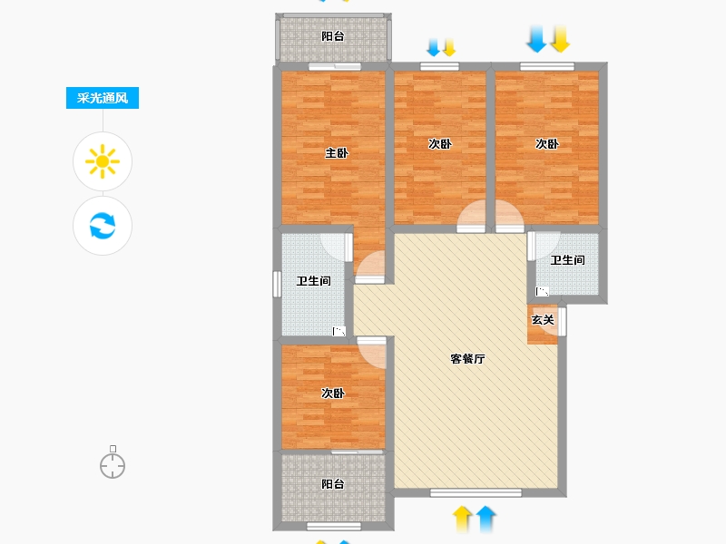 河北省-邯郸市-水木清华园-107.73-户型库-采光通风