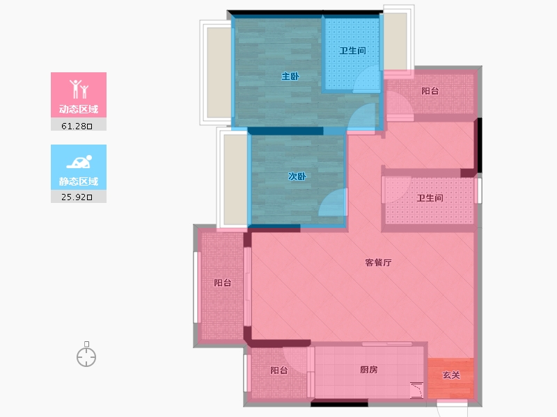 重庆-重庆市-协信天骄星城-74.83-户型库-动静分区