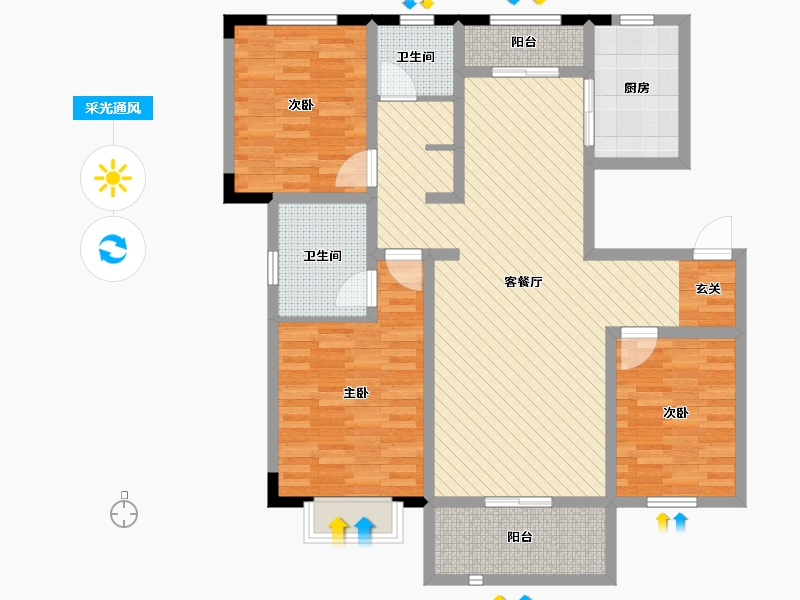 陕西省-延安市-嘉丰国际城-103.95-户型库-采光通风