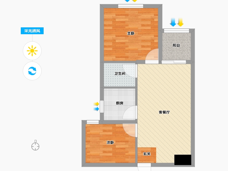 湖北省-武汉市-烽火尚品虹城-50.86-户型库-采光通风