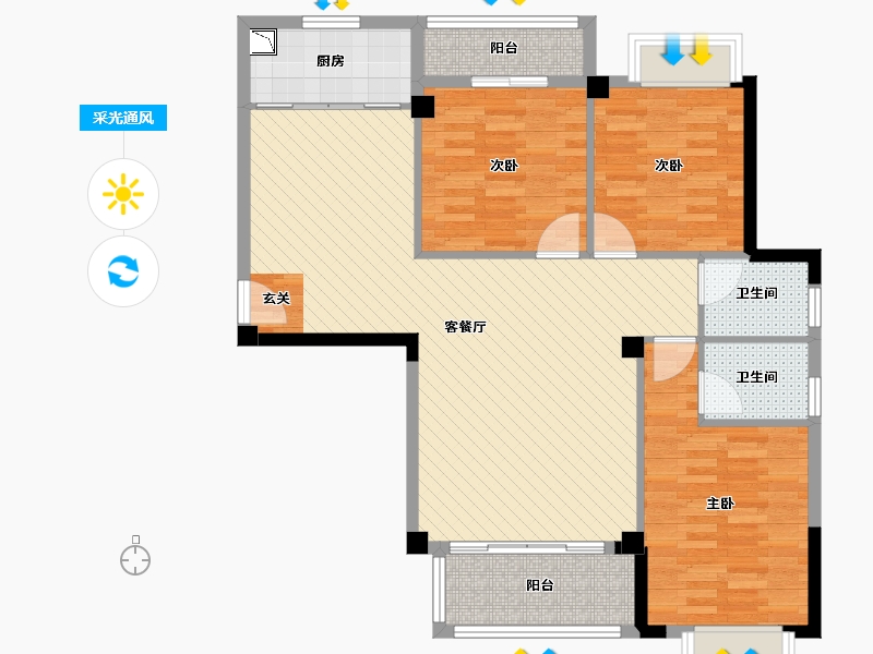 福建省-泉州市-紫帽-98.96-户型库-采光通风