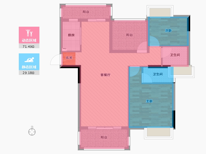 广东省-佛山市-奥利花园-88.28-户型库-动静分区