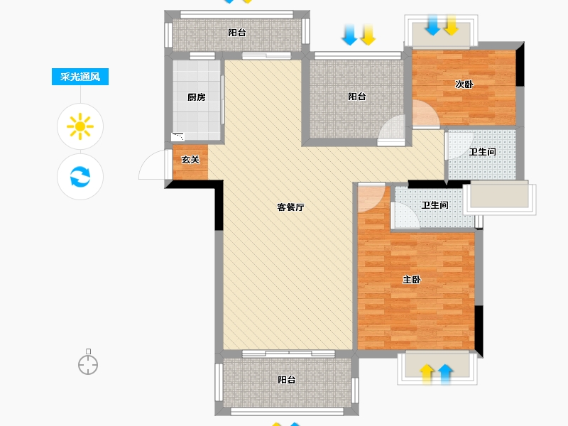 广东省-佛山市-奥利花园-88.28-户型库-采光通风