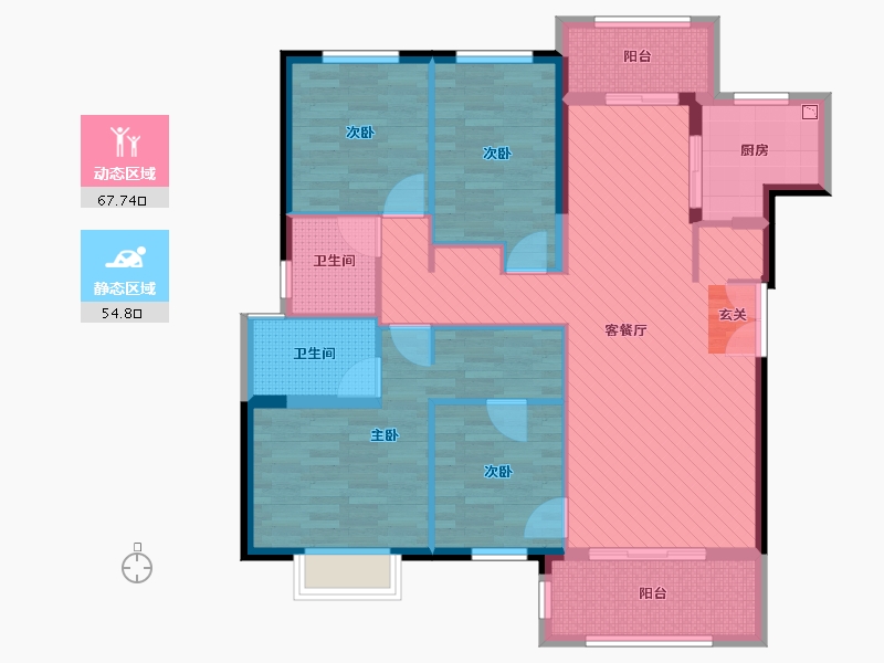 湖南省-长沙市-万科魅力之城-108.31-户型库-动静分区