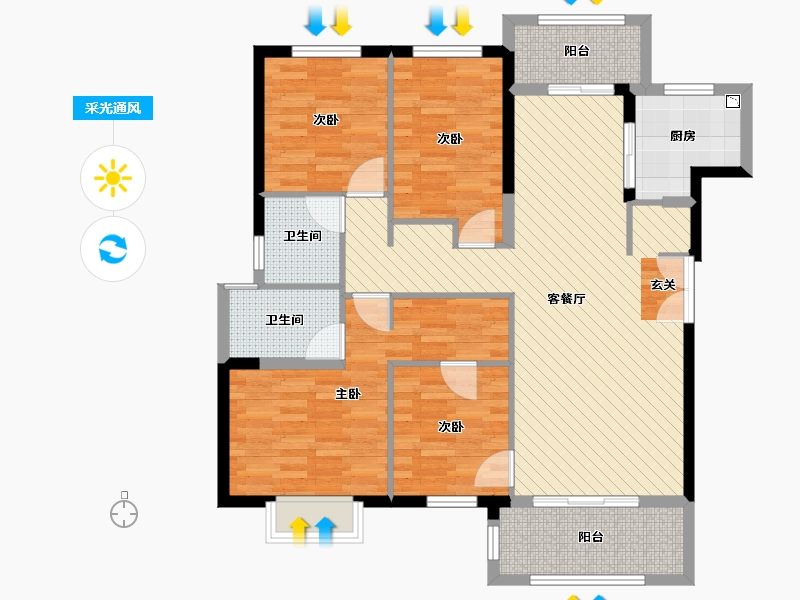 湖南省-长沙市-万科魅力之城-108.31-户型库-采光通风