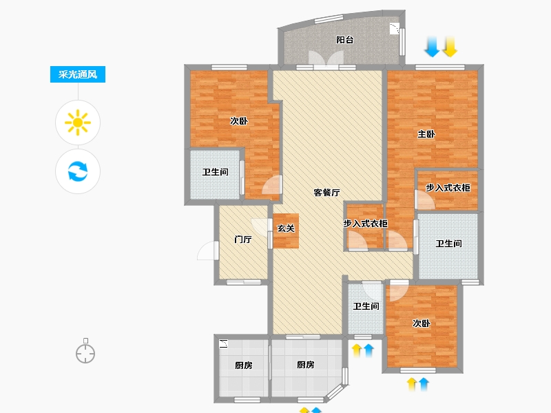 浙江省-宁波市-余姚中央公馆-155.09-户型库-采光通风