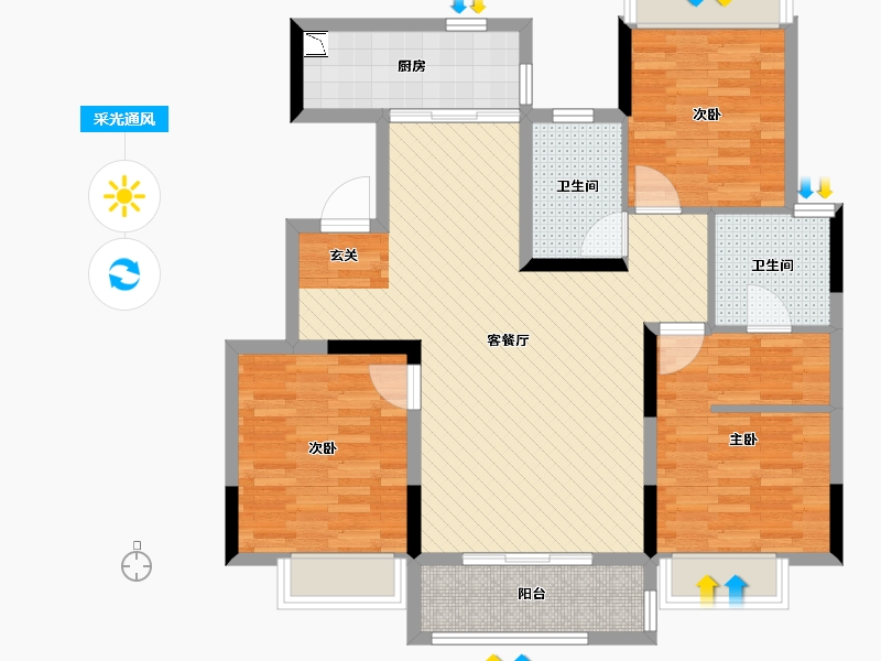 广西壮族自治区-桂林市-漓江郡府-95.40-户型库-采光通风