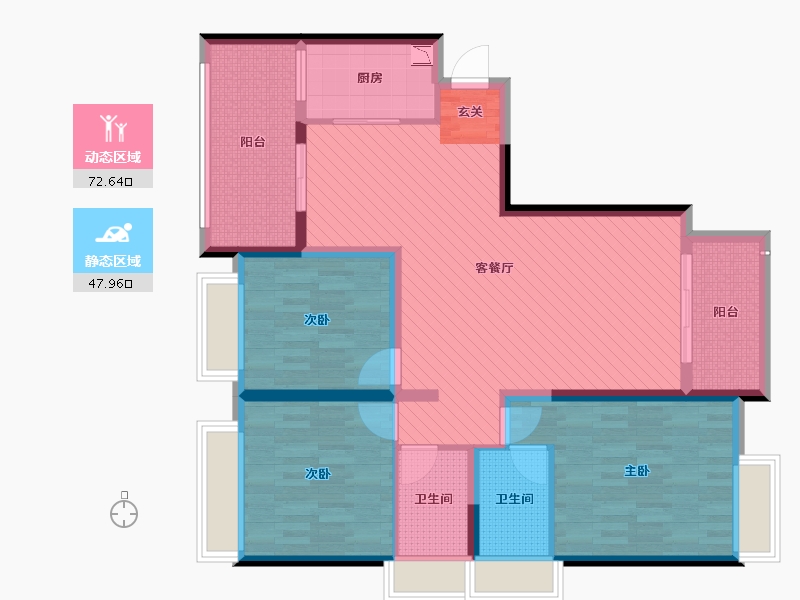 四川省-德阳市-雍湖公园里-106.36-户型库-动静分区