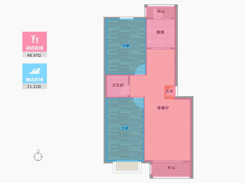 北京-北京市-万恒家园-72.34-户型库-动静分区