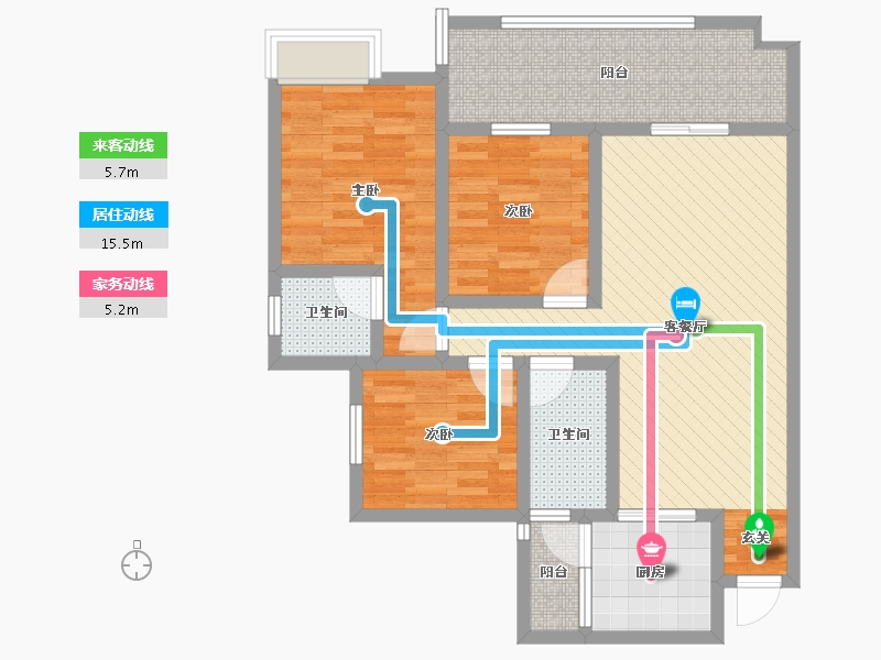 四川省-宜宾市-龙腾锦城B6栋-86.60-户型库-动静线