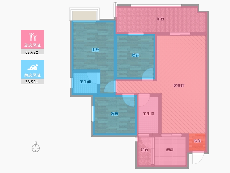 四川省-宜宾市-龙腾锦城B6栋-86.60-户型库-动静分区