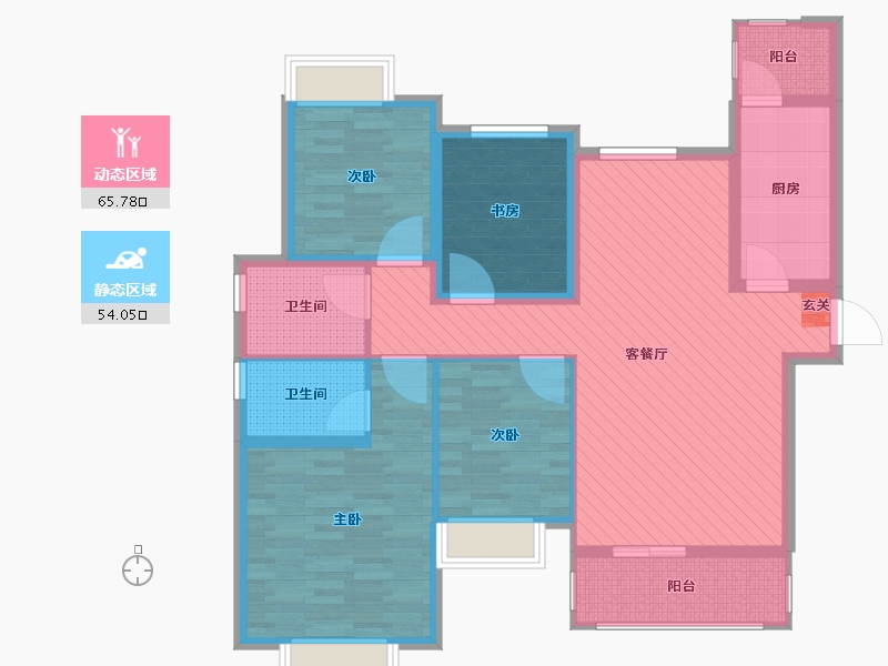 江苏省-苏州市-合景叠翠峰-3号楼-105.60-户型库-动静分区