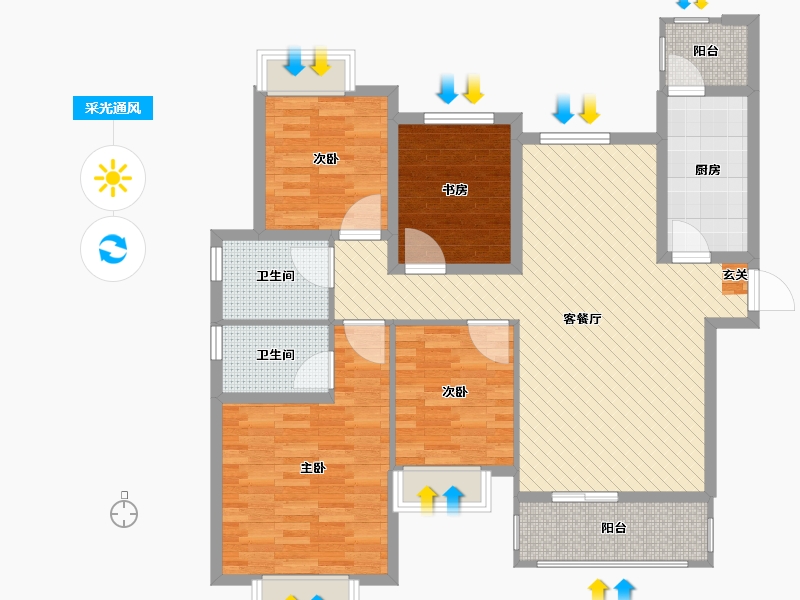 江苏省-苏州市-合景叠翠峰-3号楼-105.60-户型库-采光通风