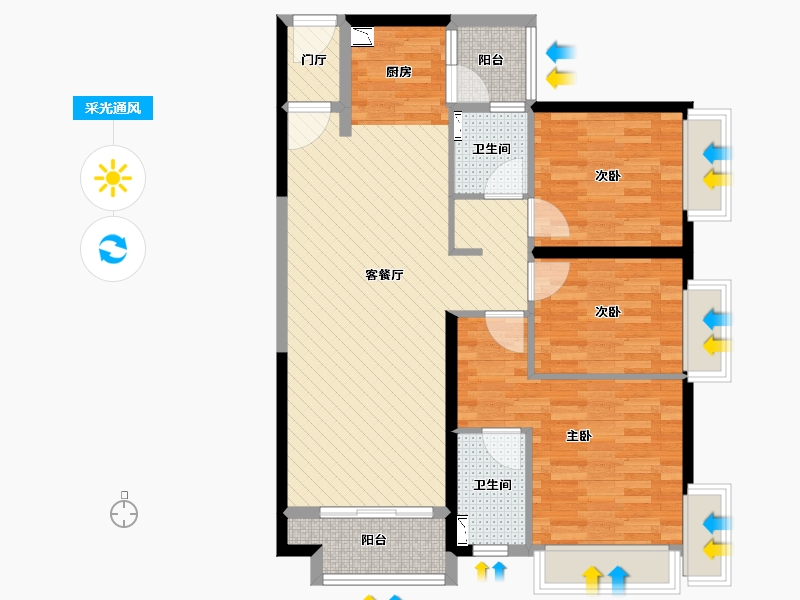 湖南省-株洲市-蓝溪谷-89.10-户型库-采光通风