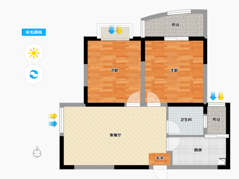 安徽省-合肥市-天鹅湖畔-70.06-户型库-采光通风