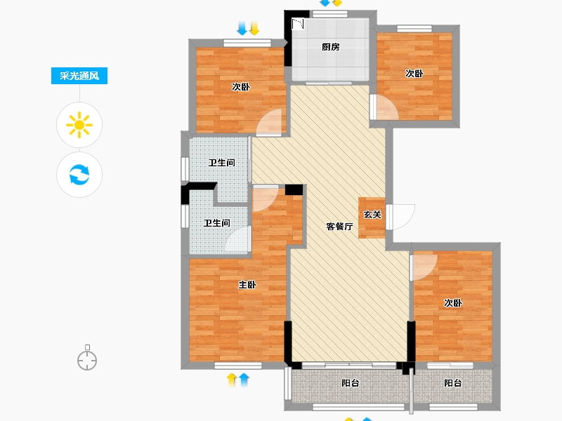 浙江省-温州市-城市之光-93.33-户型库-采光通风