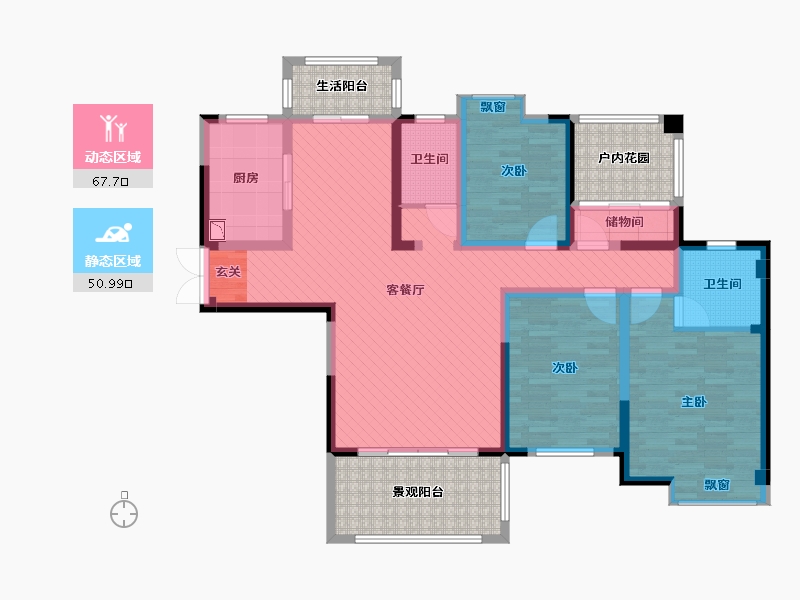 湖南省-永州市-佳信御珑湾-123.29-户型库-动静分区