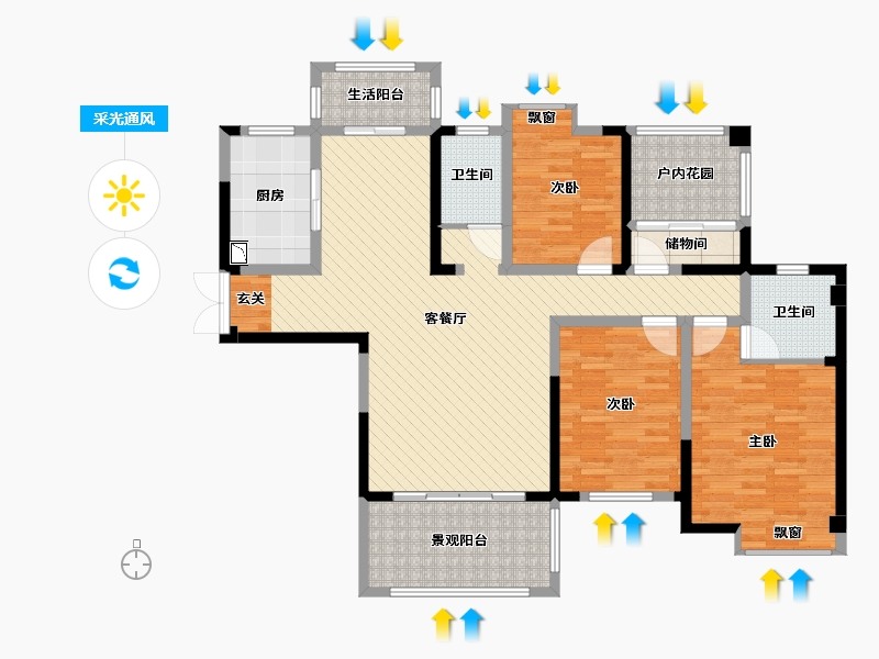 湖南省-永州市-佳信御珑湾-123.29-户型库-采光通风