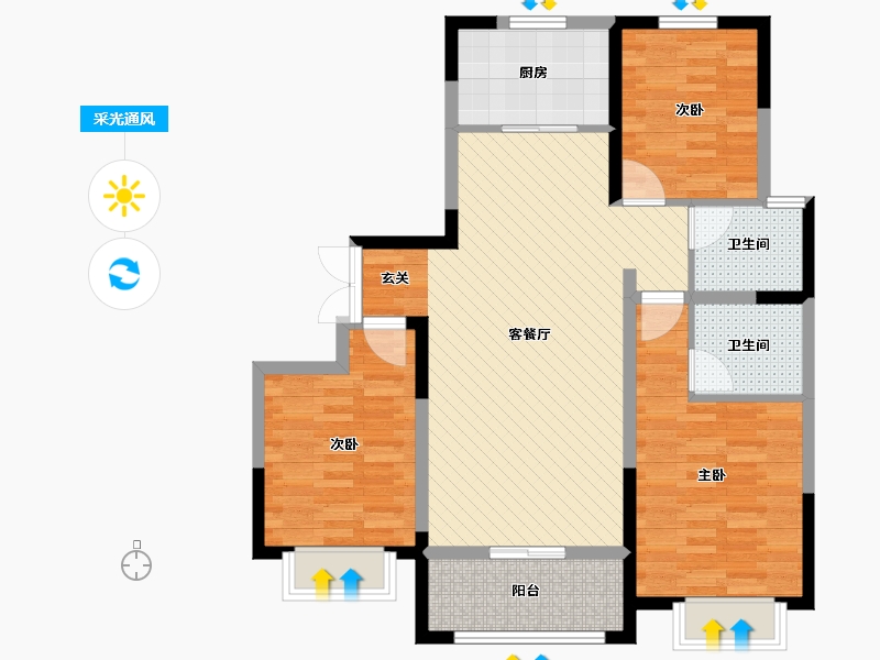 山东省-济宁市-名仕城-91.74-户型库-采光通风