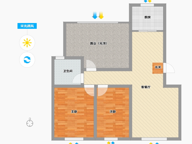 陕西省-宝鸡市-山水文苑-89.59-户型库-采光通风