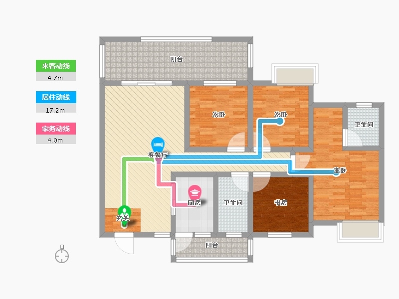 四川省-宜宾市-龙腾锦城B6栋-99.04-户型库-动静线