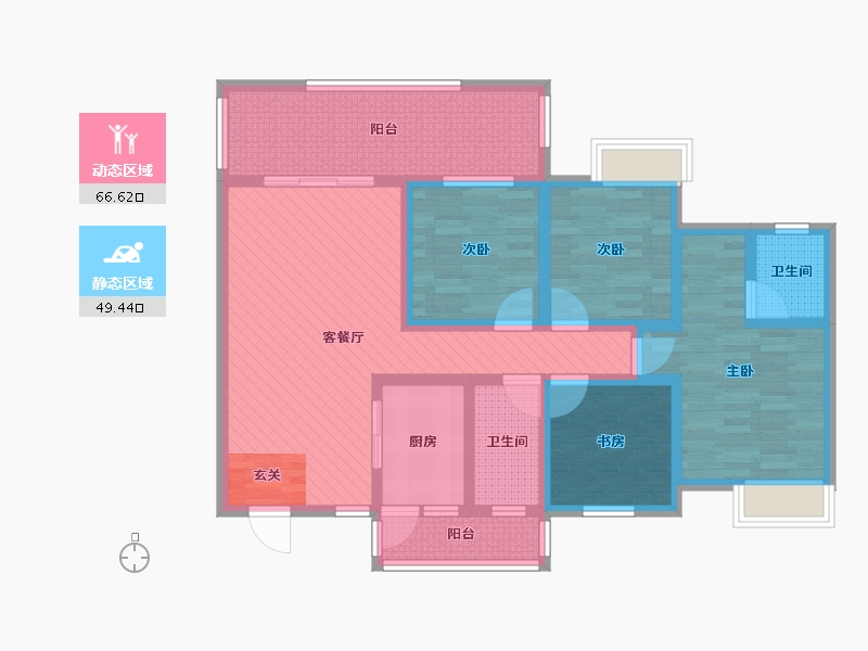 四川省-宜宾市-龙腾锦城B6栋-99.04-户型库-动静分区