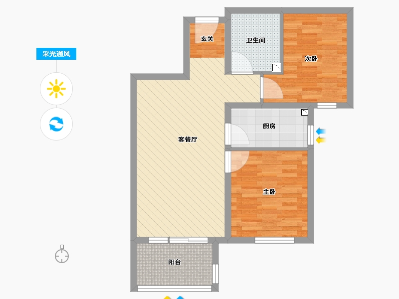 山东省-青岛市-卓越蔚蓝群岛-64.00-户型库-采光通风