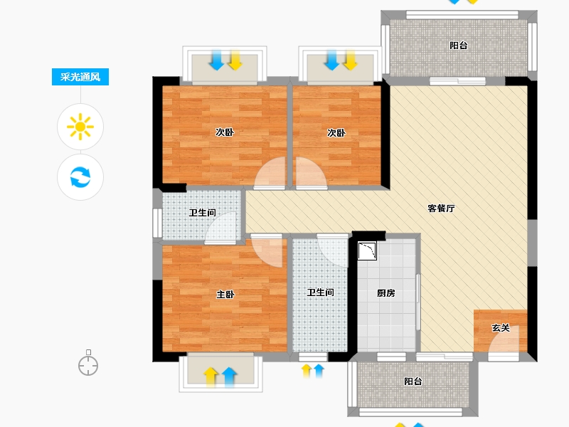 湖南省-益阳市-南县铜锣湾-77.63-户型库-采光通风