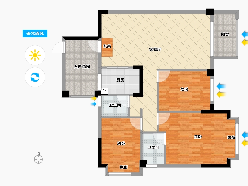 广西壮族自治区-南宁市-广场新城-103.04-户型库-采光通风