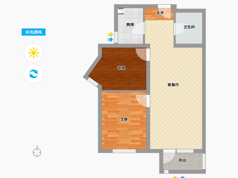 北京-北京市-冠华苑-63.25-户型库-采光通风