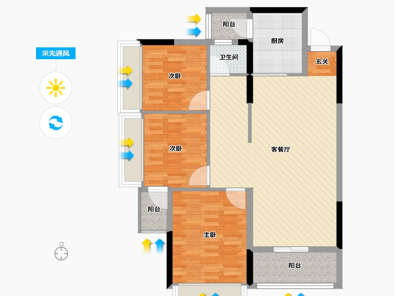 湖南省-衡阳市-清风雅郡-83.75-户型库-采光通风