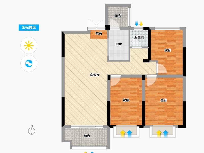 安徽省-六安市-徽盐锦绣名门-90.41-户型库-采光通风