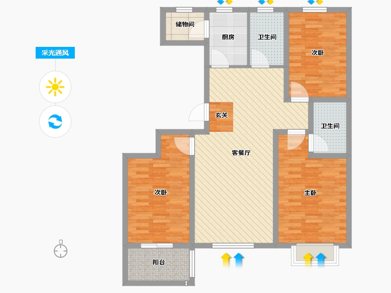 河南省-安阳市-琛凯花园-91.89-户型库-采光通风