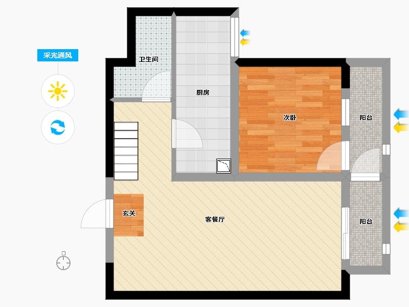 陕西省-西安市-西安乔布斯公寓-51.97-户型库-采光通风