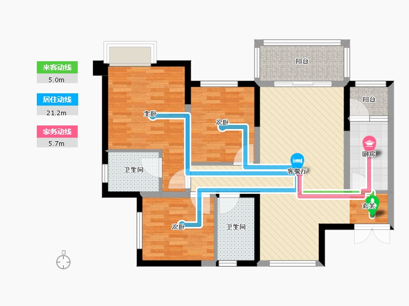 四川省-成都市-远大中央公园-84.70-户型库-动静线