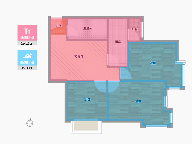 天津-天津市-河东区惠康家园-57.61-户型库-动静分区